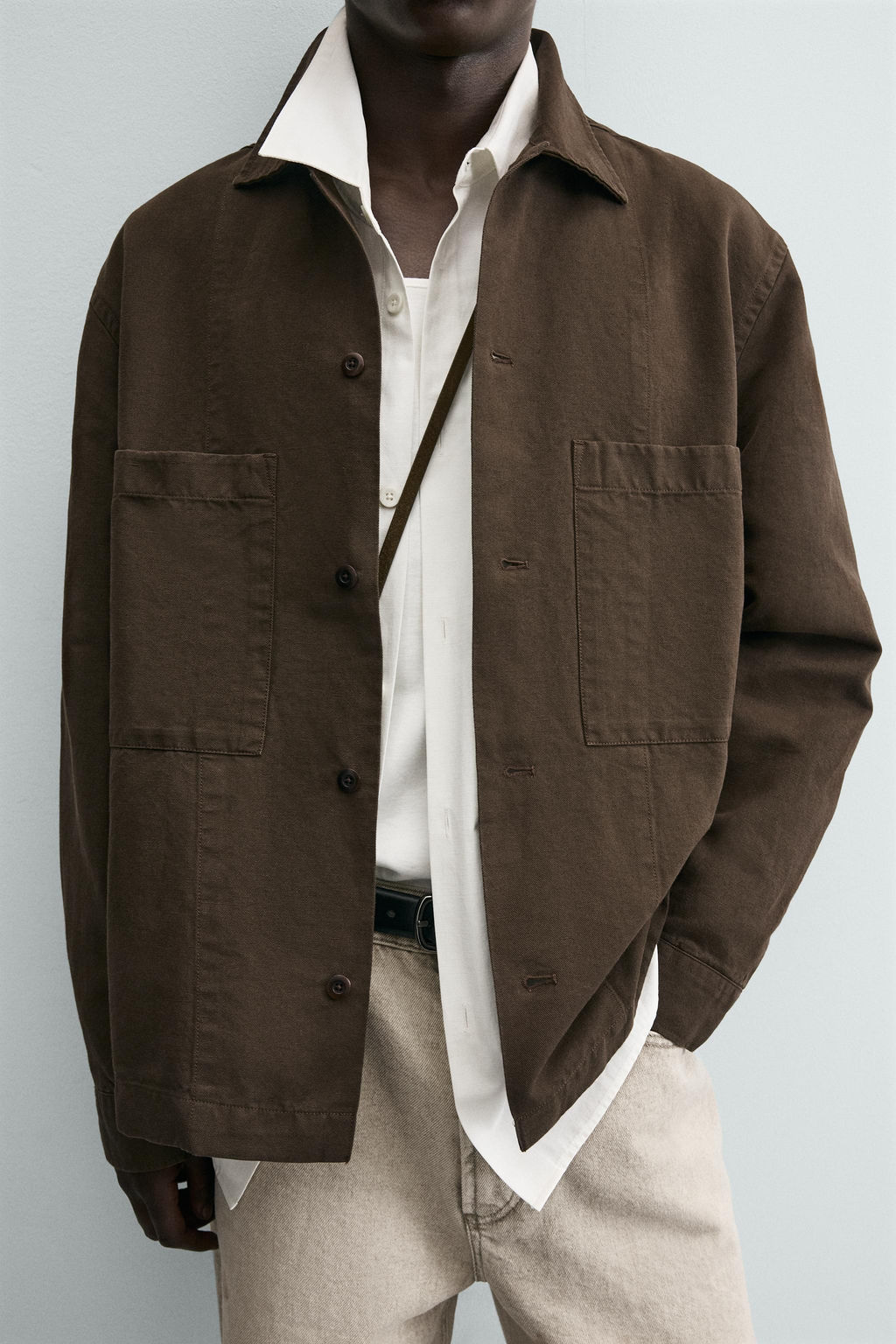SOBRECAMISA REGULAR FIT / Marr?n oscuro - Zara фото 5