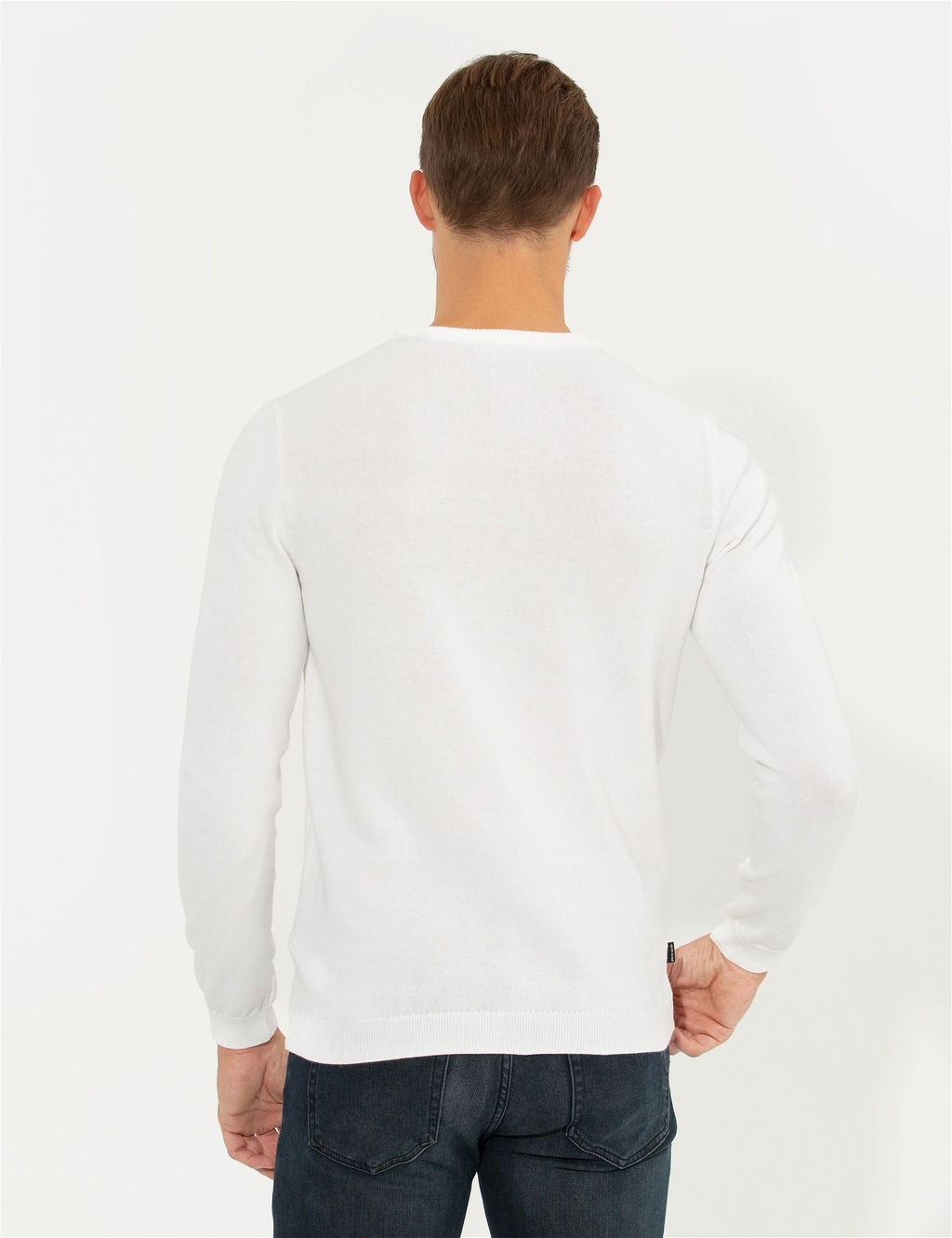 Ekru Slim Fit Bisiklet Yaka Triko Kazak - Pierre cardin фото 5