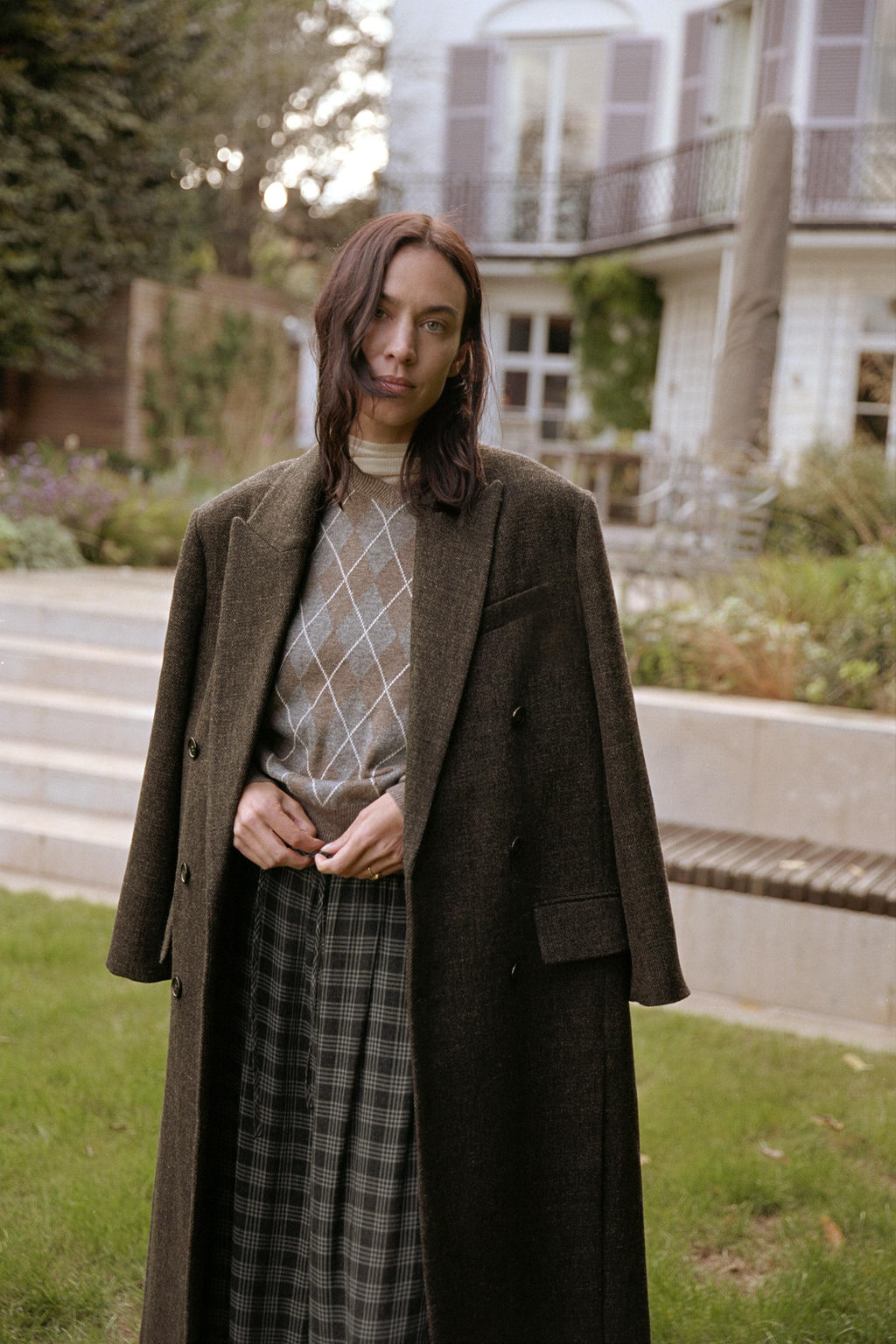 DIAMOND-PATTERN WOOL SWEATER