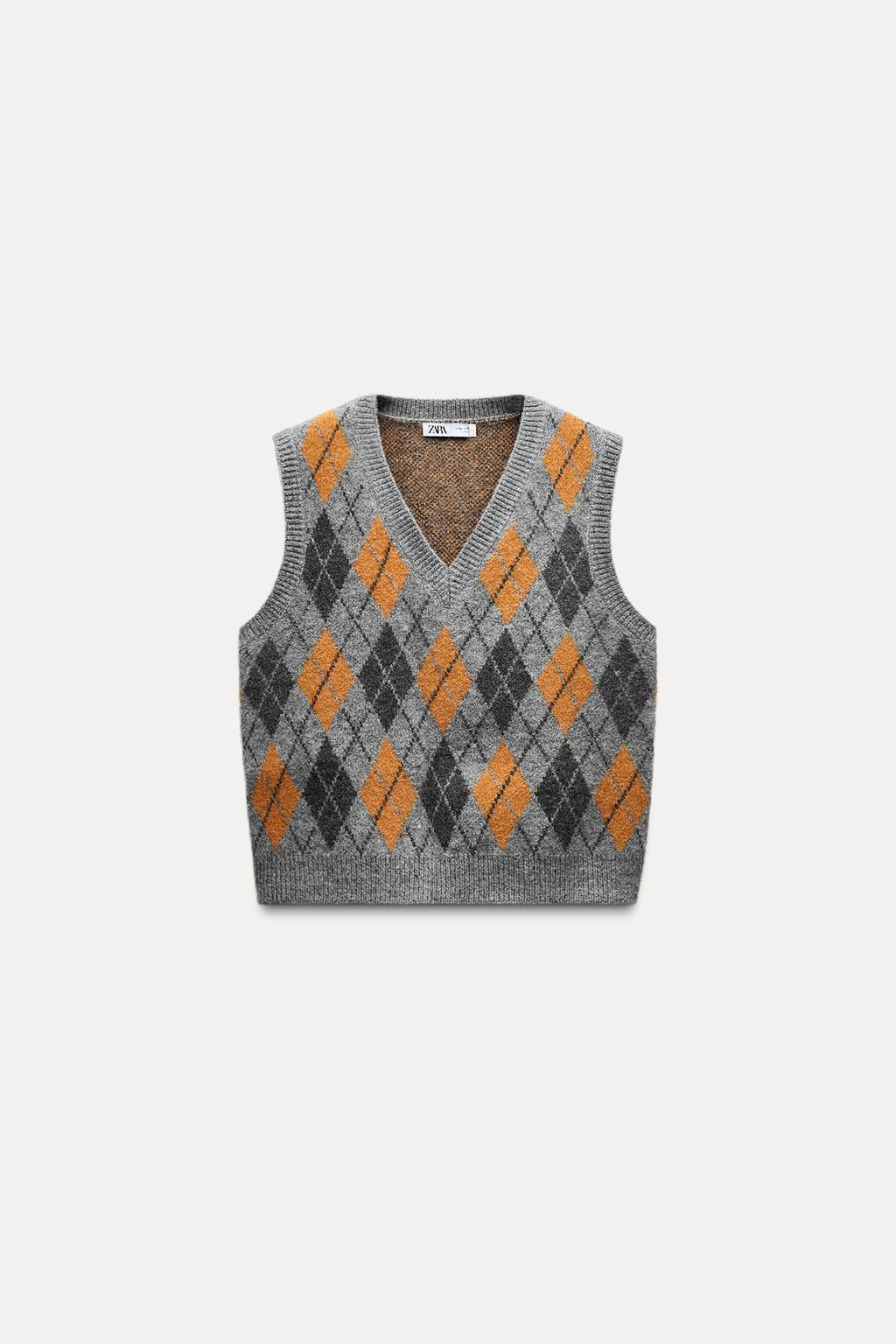 DIAMOND JACQUARD KNIT WAISTCOAT - Zara фото 5