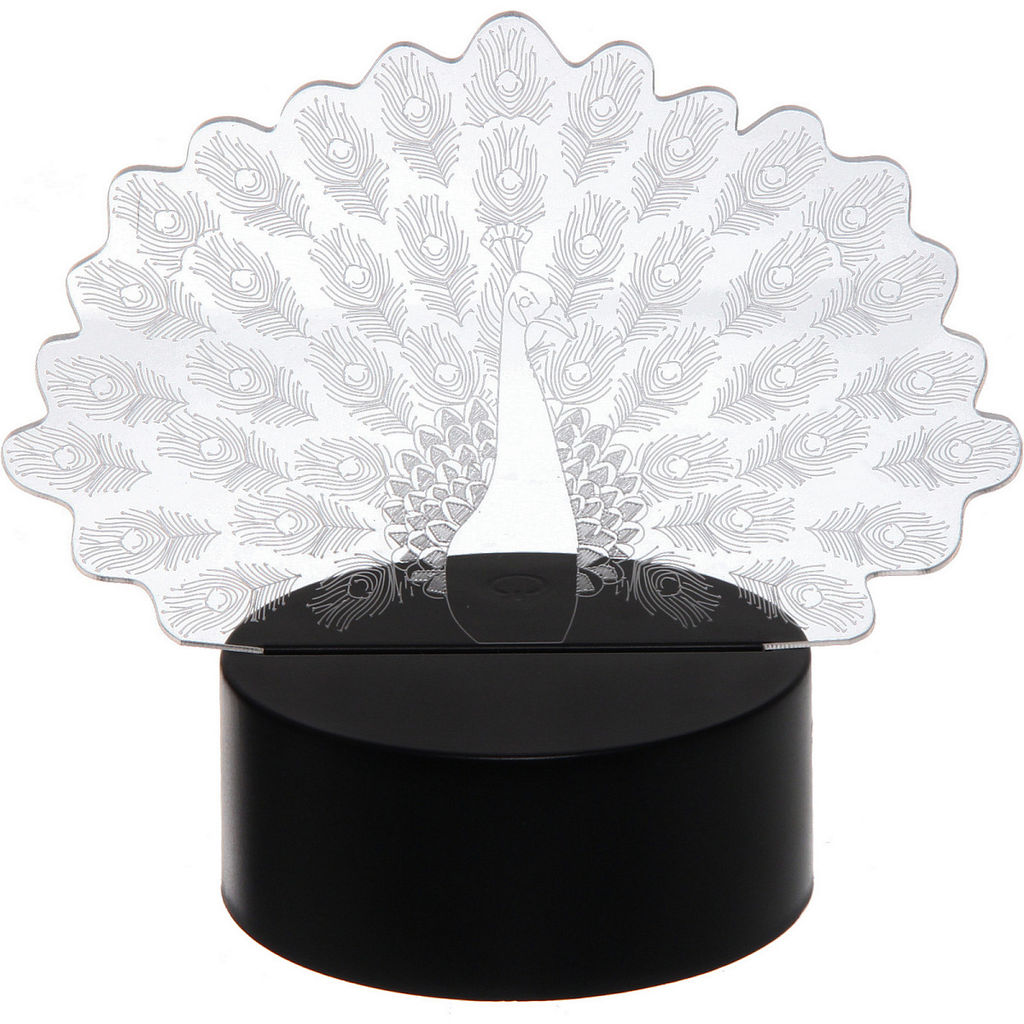 Цена за 2 шт. Светильник ночник "3D-Павлин" на пластиковой подставке, с включателем USB