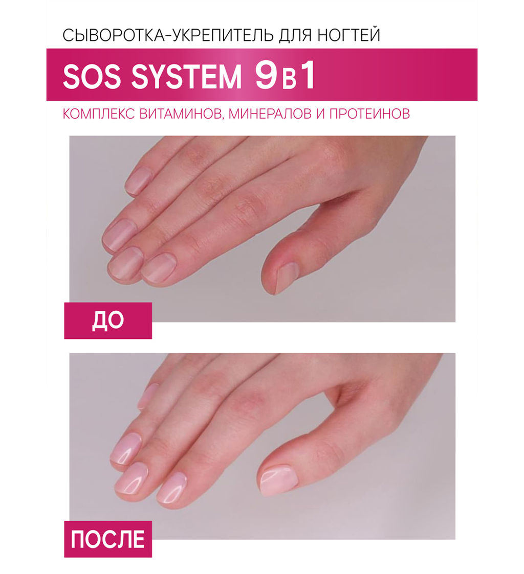 LuxVisage Средство по уходу за ногтями Сыворотка-укрепитель SOS system 9в1, 9мл - Golden rose фото 3