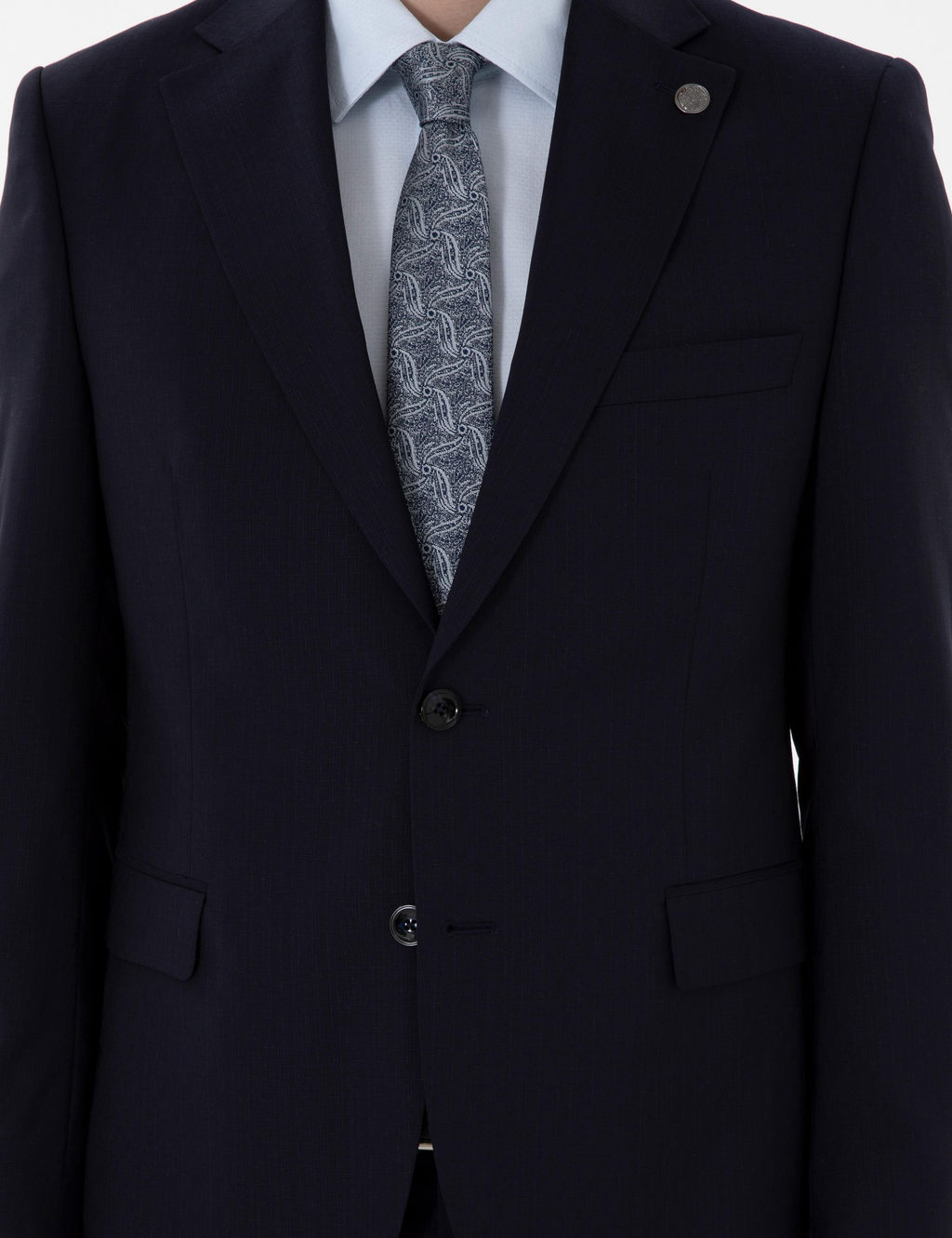 Lacivert Slim Fit Y_n Tak_m Elbise