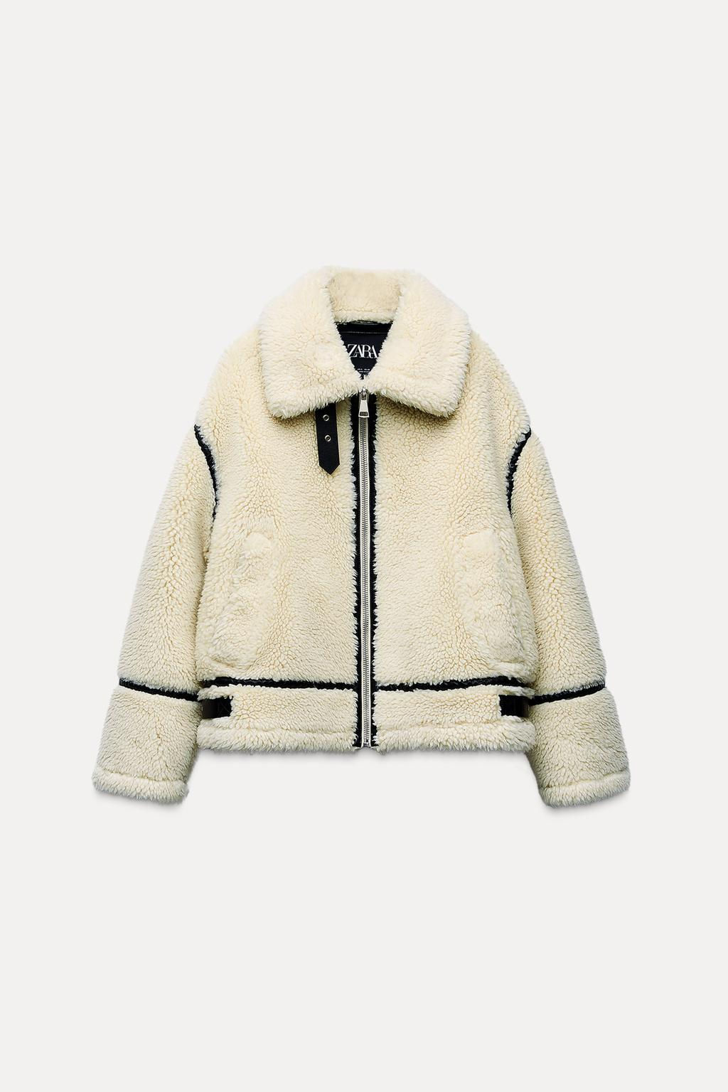 FAUX SHEARLING BIKER JACKET ZW COLLECTION - Zara фото 9