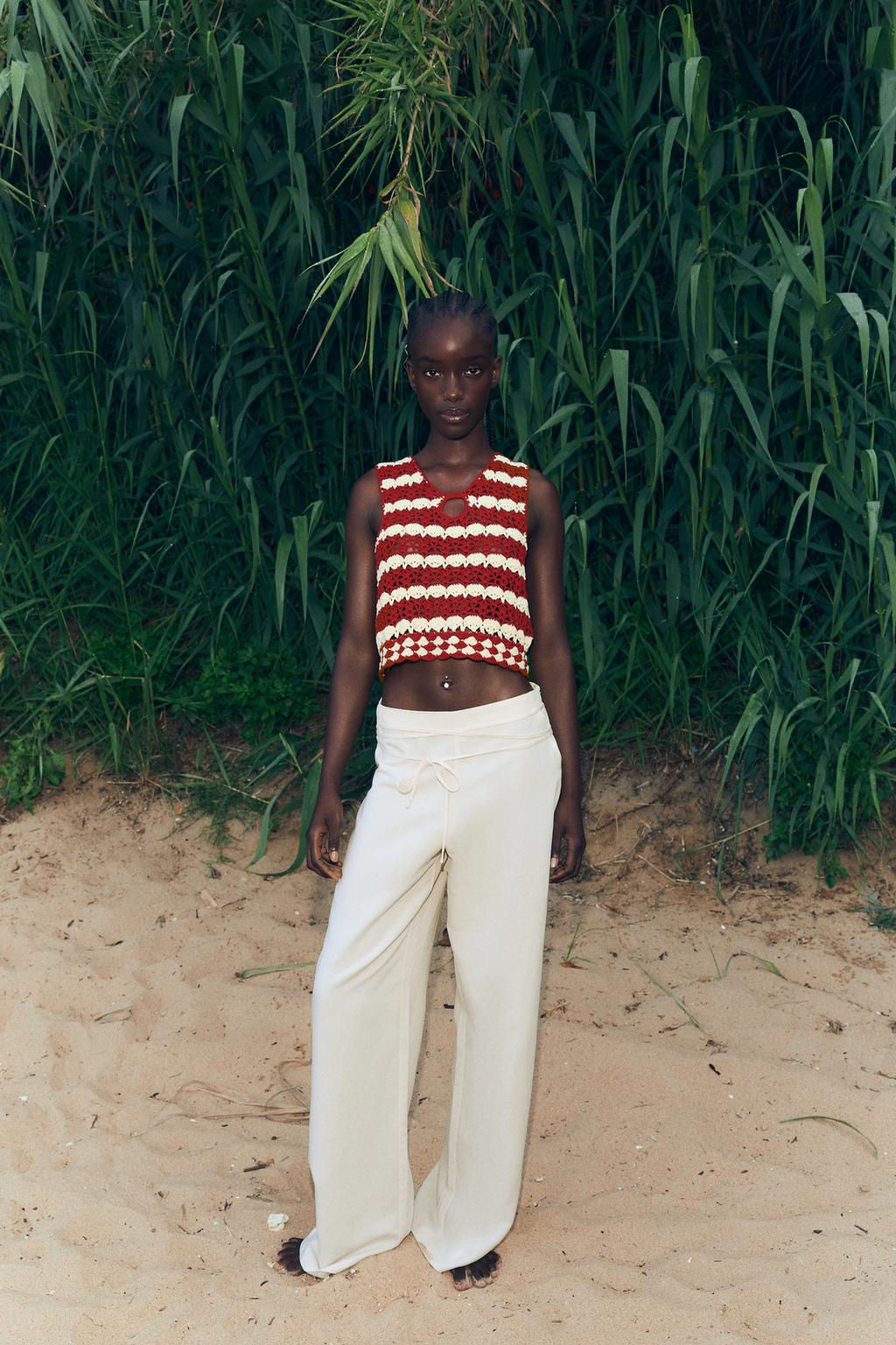 KNIT CROCHET TOP WITH CUT-OUT