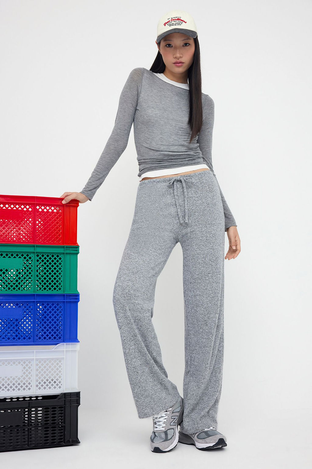 Antrasit Yumos Wide Leg/Genis Paca Baglama Detayl? Esnek Orme Pantolon TWOAW26PL00025