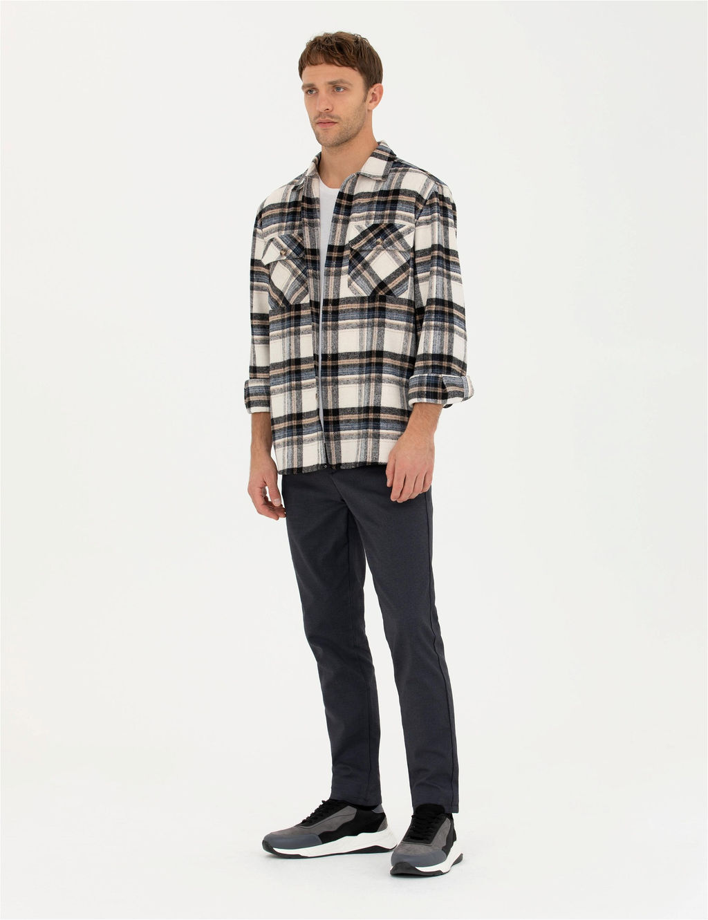 Lacivert Slim Fit Kanvas Pantolon