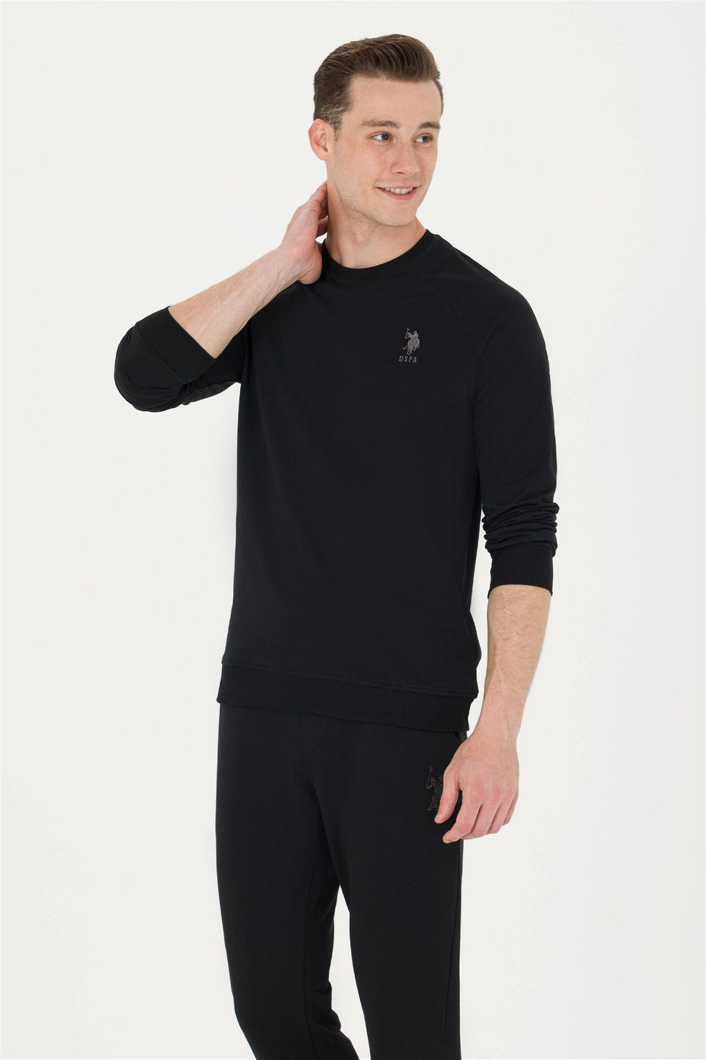 U. S. Polo Assn / Мужской черный базовый свитшот с круглым вырезом - U.s. polo assn фото 7