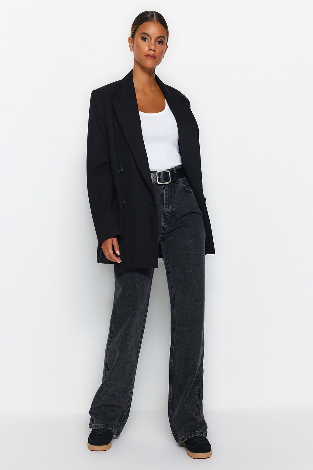 Antrasit Yuksek Bel Genis Paca Wide Leg Smoke Jeans TWOAW24JE00089