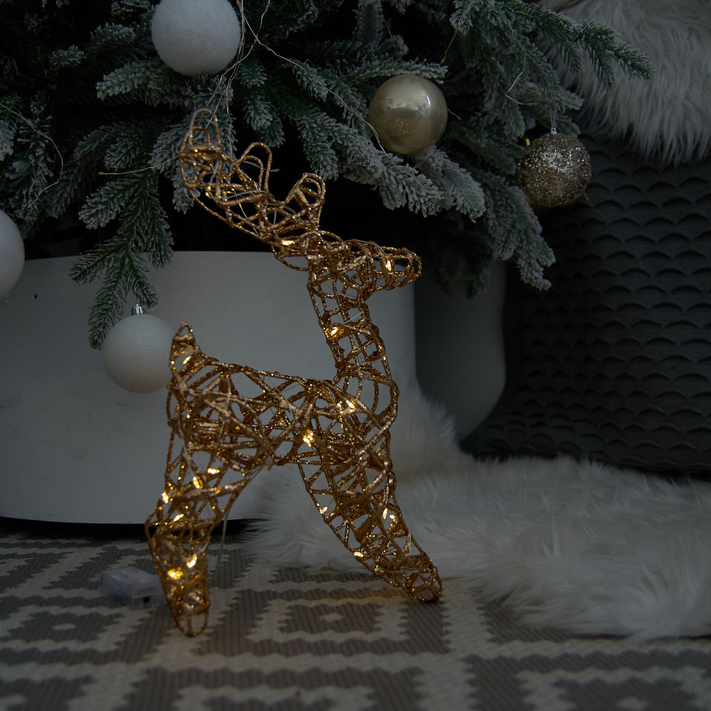 ULD-M2430-030/STB/3AA WARM WHITE IP20 GOLDEN DEER Фигура светодиодная каркасная Золотой олень, на батарейках 3АА (не в/к), 24х30см, 30 светодиодов. Теплый белый свет. Провод прозрачный. TM Uniel