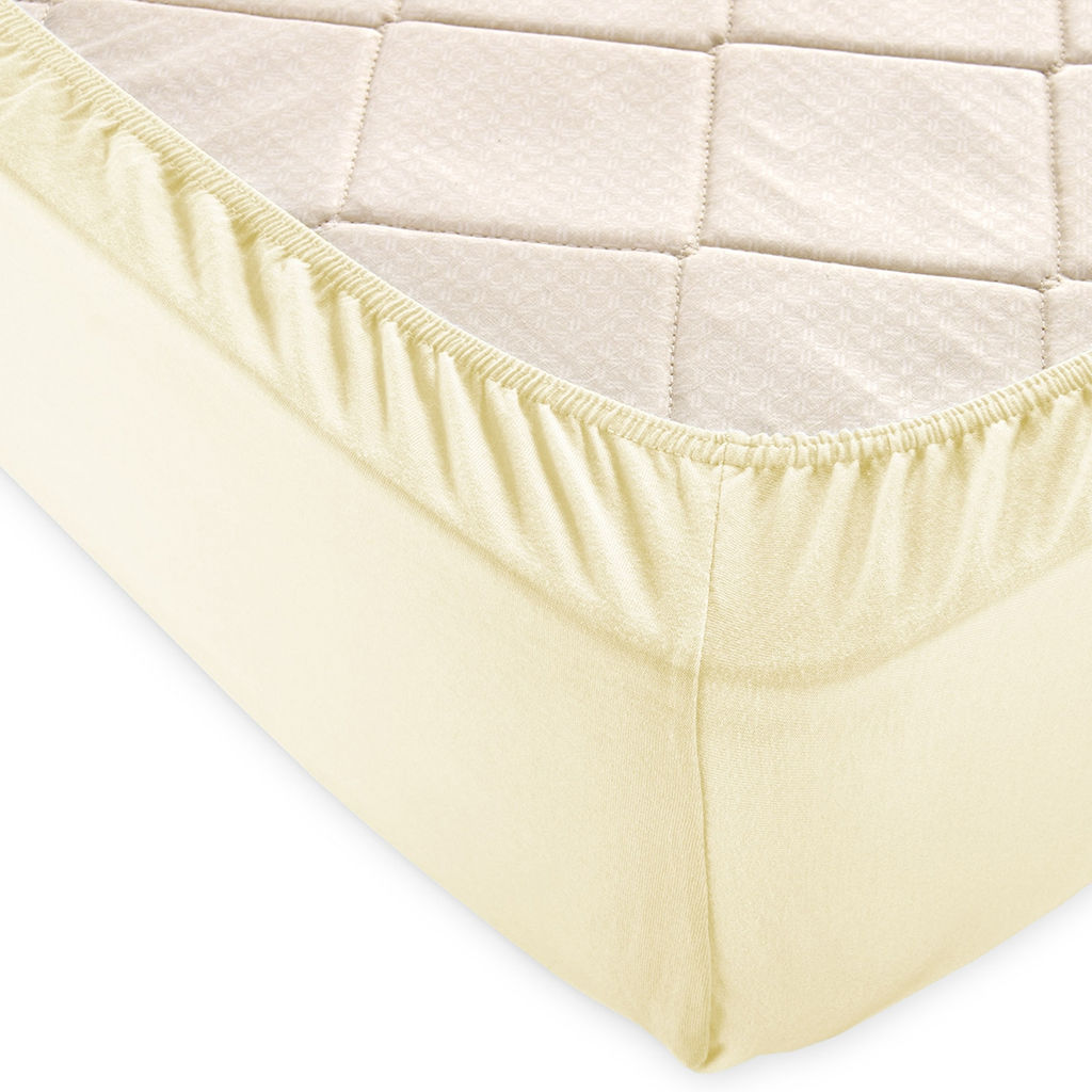 Простыня трикотажная на резинке 90*200*20 цв. ваниль