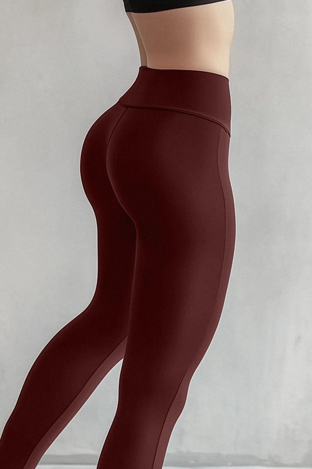 Bordo Toparlay?c? Beli Lastikli Yuksek Bel Esnek Orme Tayt TWOAW20TA0087