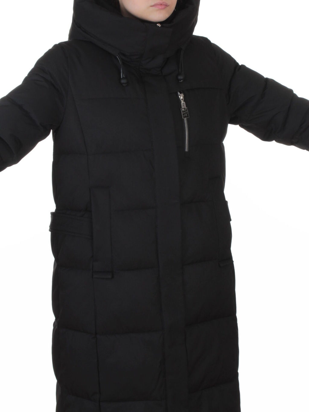 8321 BLACK Пальто зимнее женское (200 гр. холлофайбер)