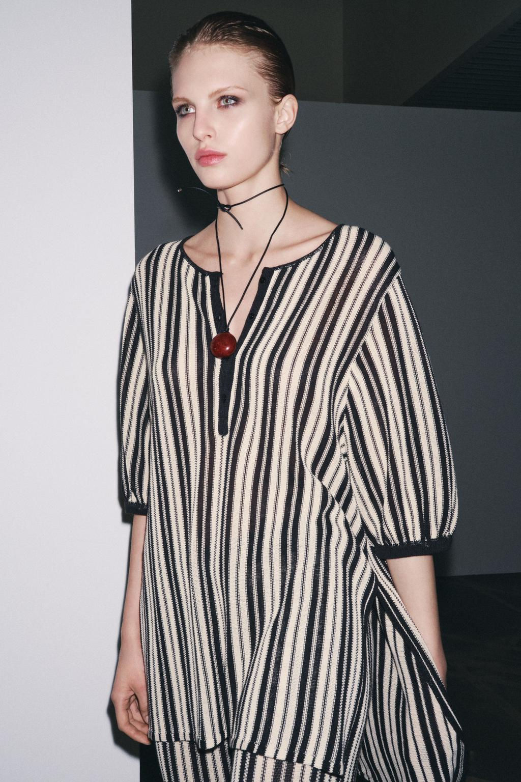 STRIPED KNIT TOP WITH LINEN - Zara фото 2