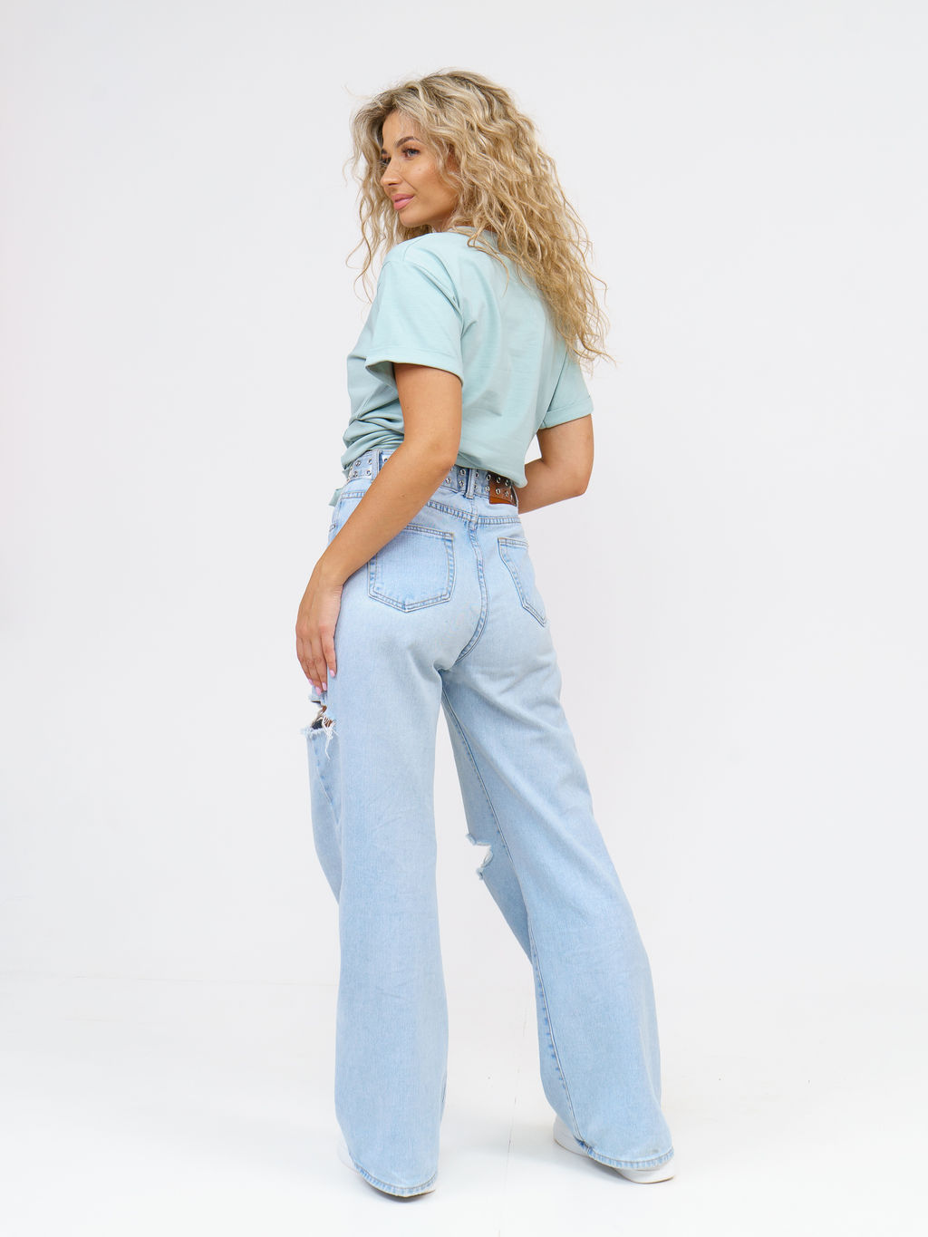 Футболка Хлопок 95%, лайкра 5% Классика аква - Ивассорти фото 9