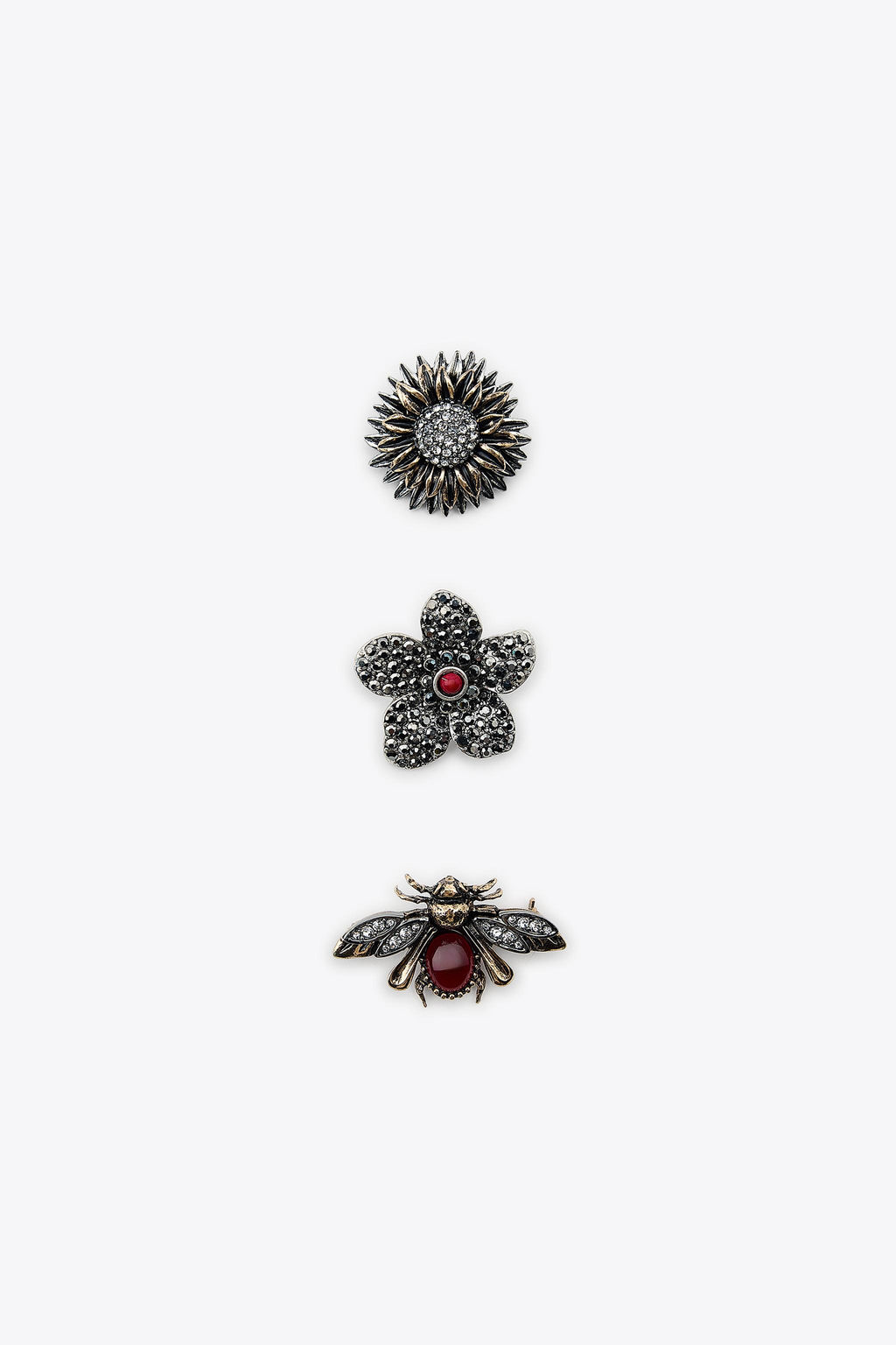 PACK OF 3 METAL BROOCHES: FLOWER AND BEE - Zara фото 3