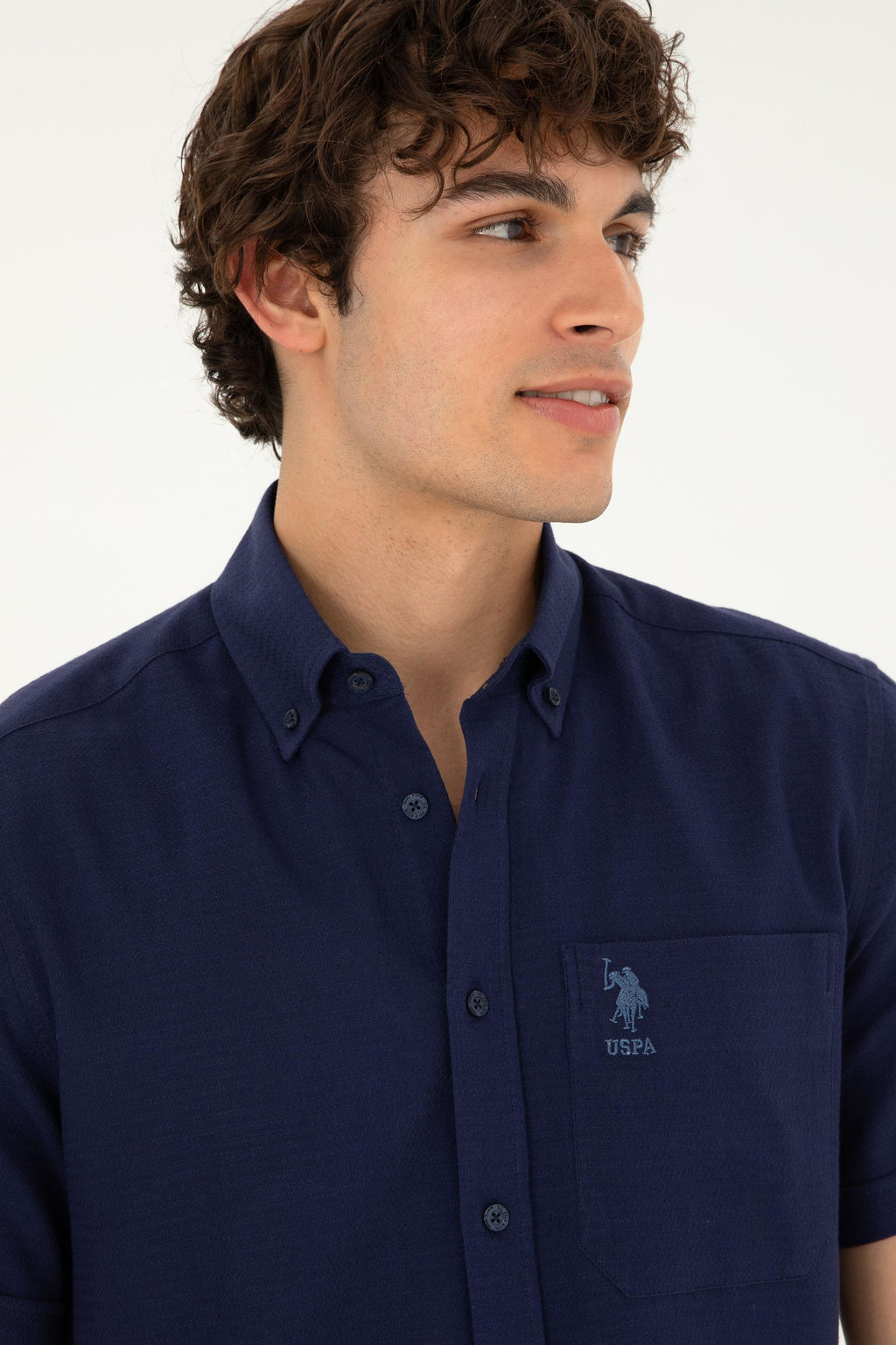 U. S. Polo Assn / Мужская темно-синяя рубашка с коротким рукавом - U.s. polo assn фото 2