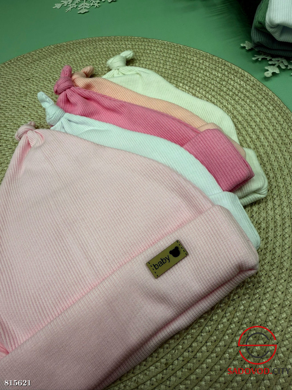 Шапочки для новорожденных с узелком 1 шт