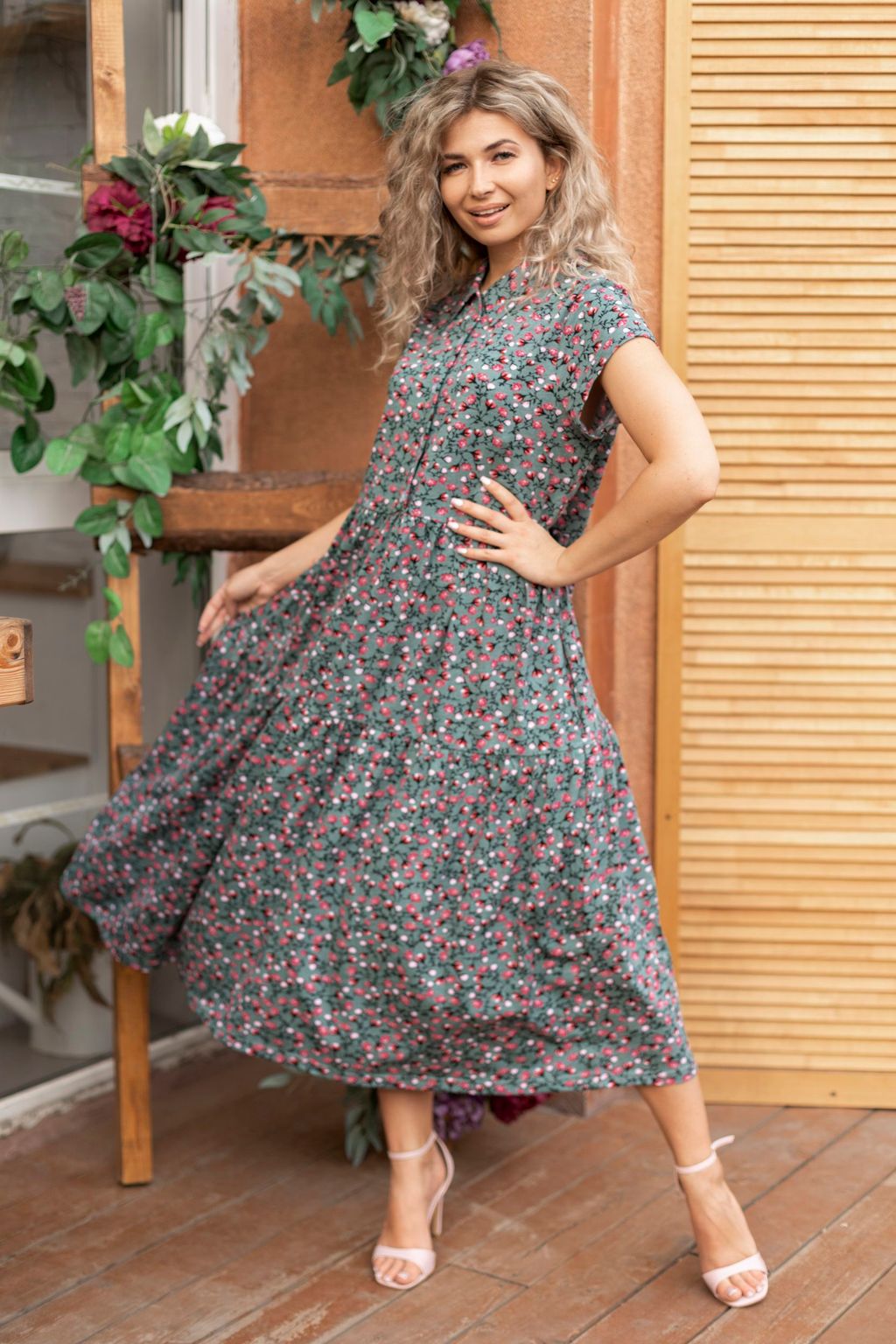 Платье "Кантри" нежный зелёный (М-805)