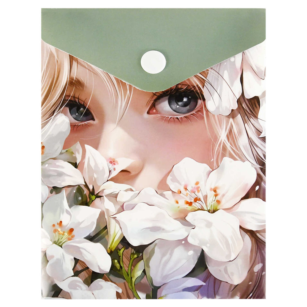 Папка для документов пластиковая Феникс+, арт. 69022/ 12 ДЕВУШКА В ЛИЛИЯХ (полипропилен, 15.8х11.4 с