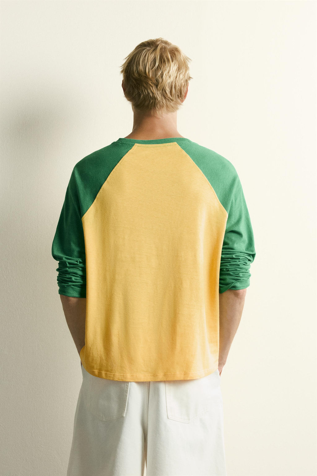 CAMISETA COLOR BLOCK ALGOD?N - LINO / Verde - Zara фото 3