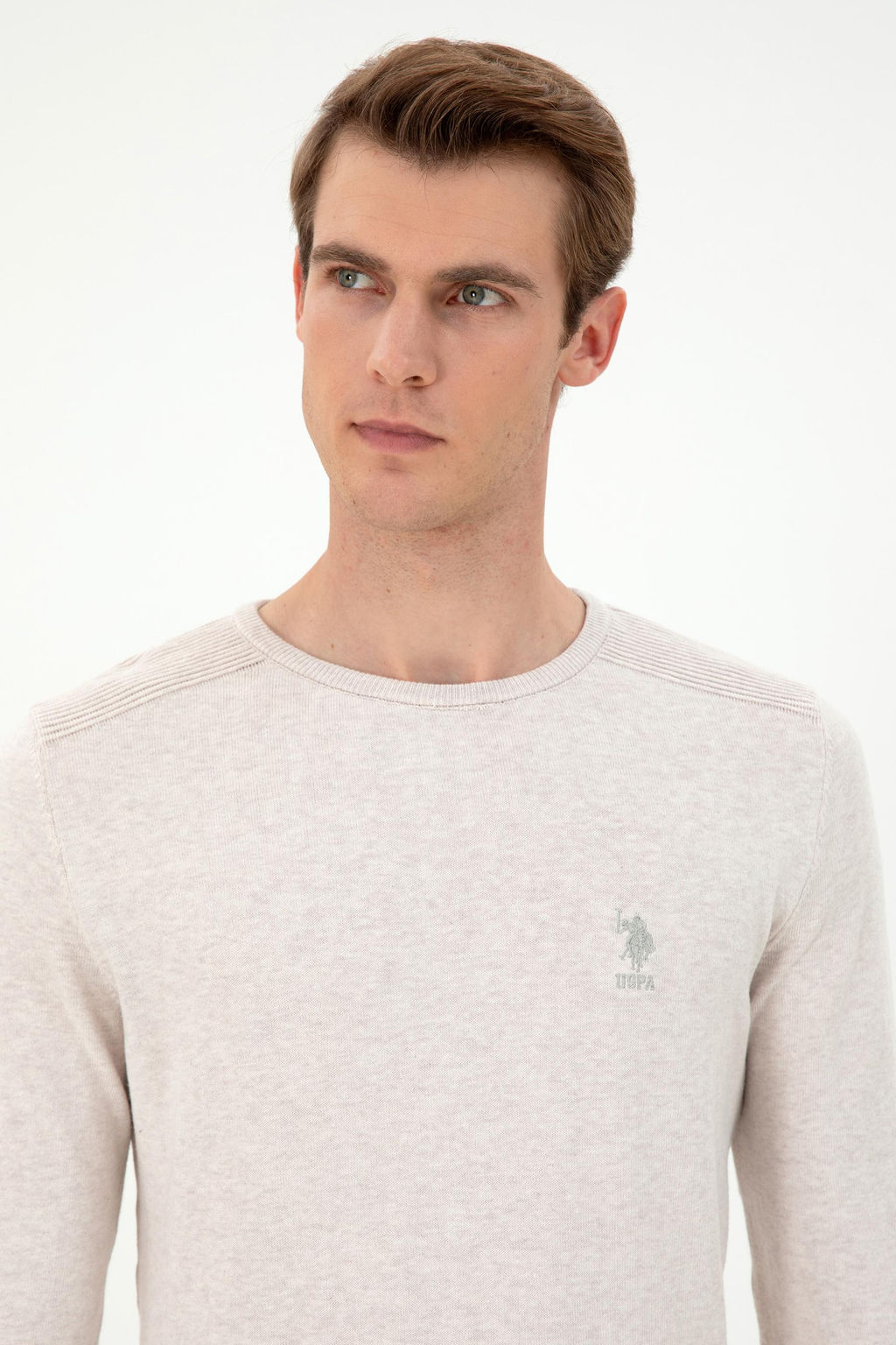 Erkek Slim Fit Bisiklet Yaka Ta_ Melanj Basic Kazak