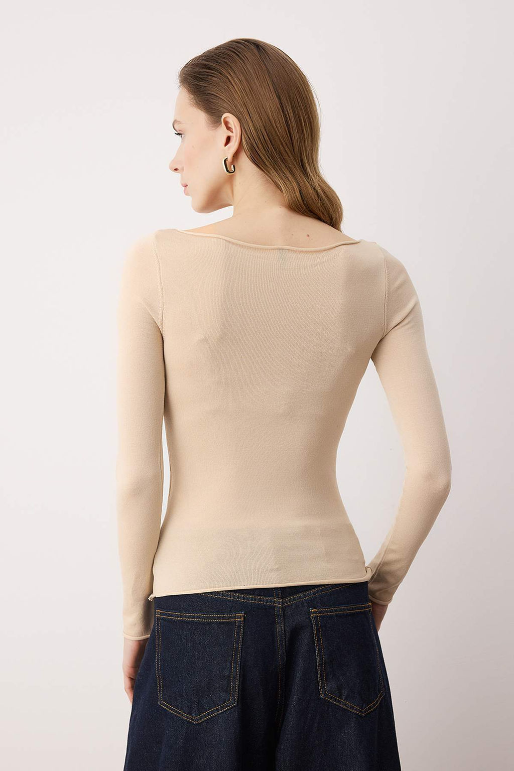 Tas Yumusak Dokulu Kay?k Yaka Triko Kazak TWOAW26KZ00293