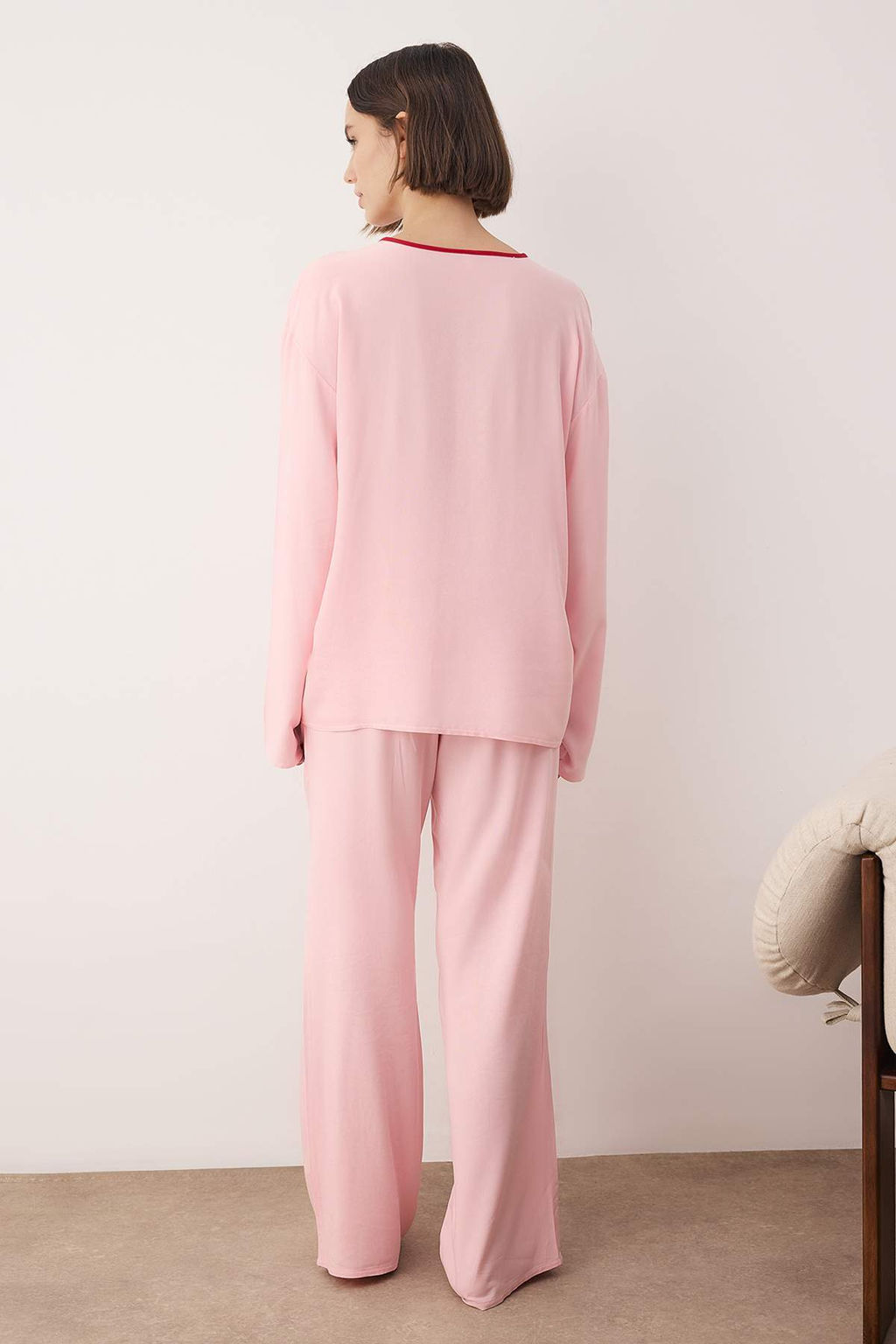 Ekru Duz Kurdele Shally Dokuma Pijama Tak?m? THMAW26PT00007 - Trendyolmilla фото 14