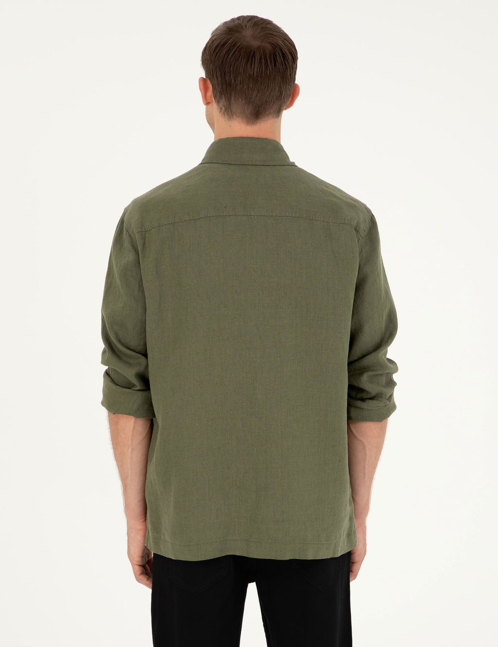 Рубашка с длинным рукавом стандартного кроя цвета хаки - Cacharel фото 6