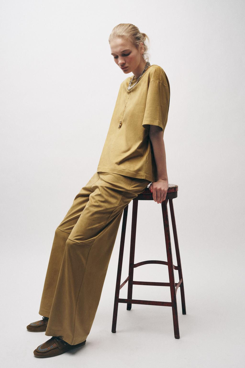 FAUX SUEDE TROUSERS - Zara фото 14