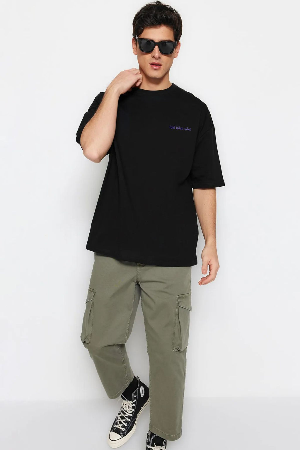 TRENDYOL MAN Siyah Oversize/Genis Kesim %100 Pamuklu Bask?l? T-Shirt TMNSS25TS00119 - Trendyolmilla фото 15