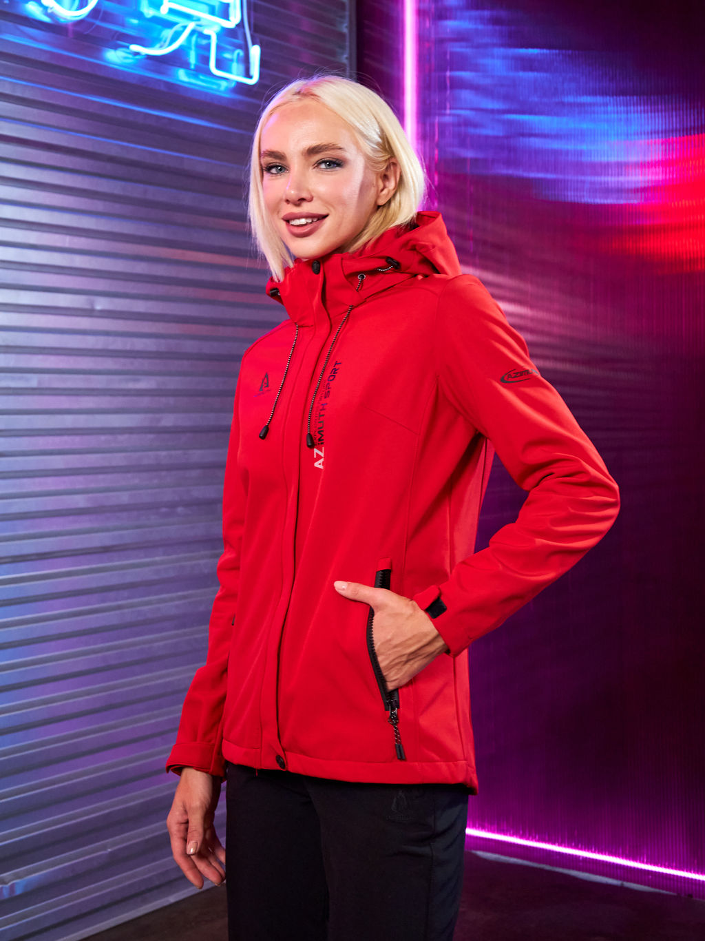 Женская мембранная куртка виндстоппер на флисе Azimuth Сияние 124/23983_711 Красный  фото 12