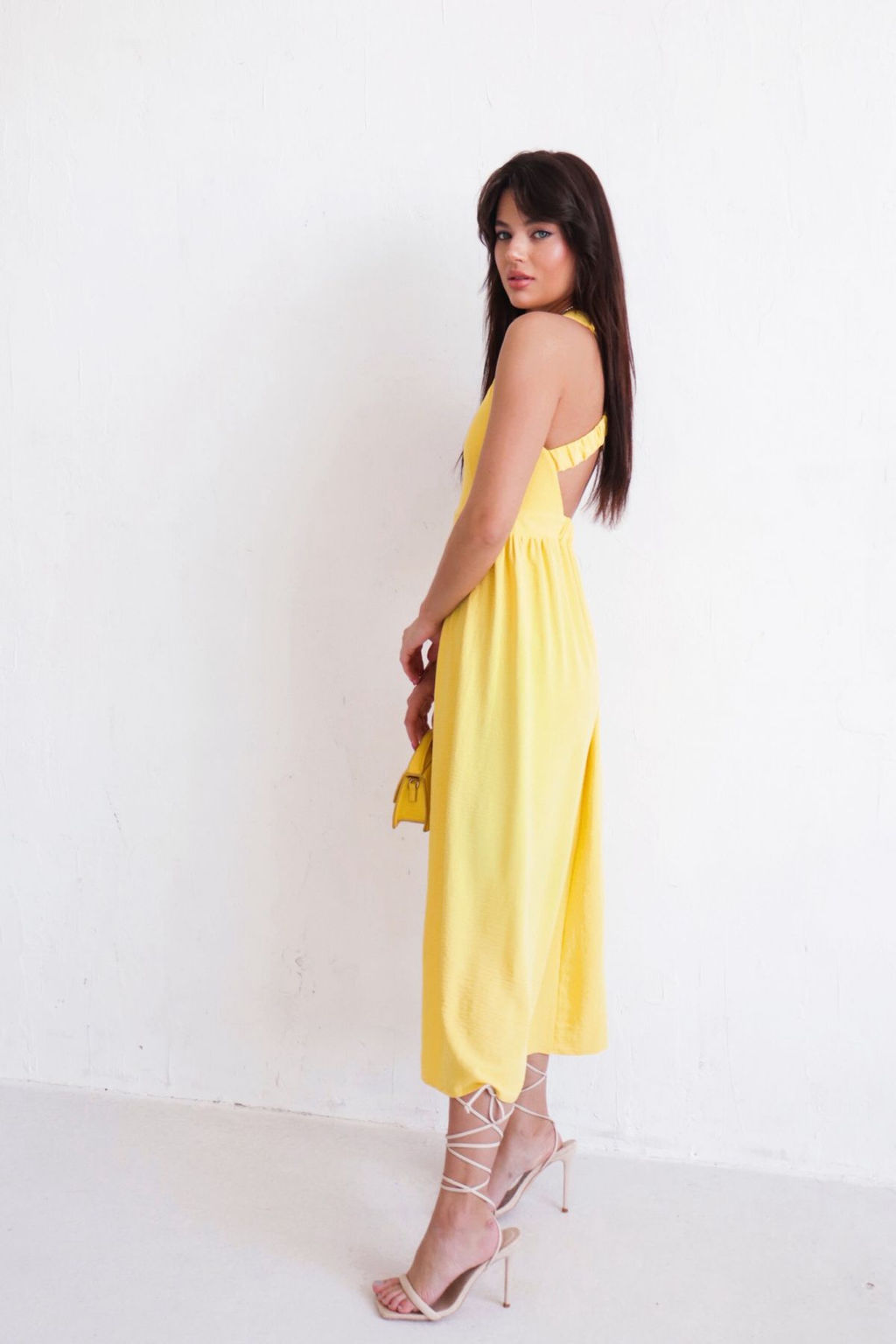 Платье с перекрещенными бретелями жёлтое - Martichelli фото 7