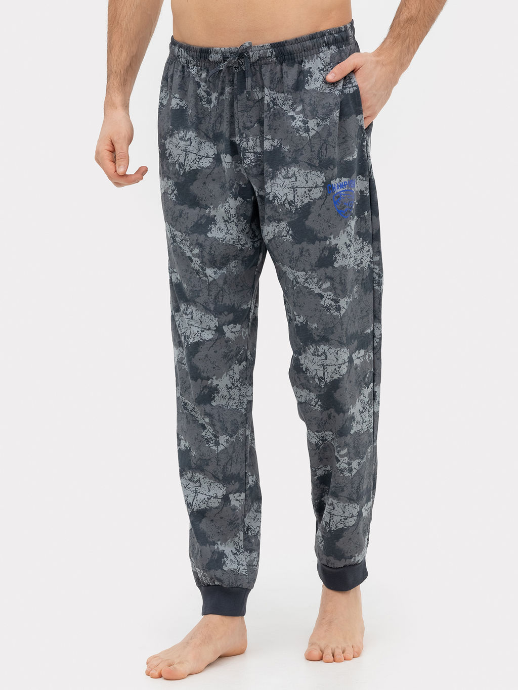 Брюки мужские серые с принтом "камуфляж"