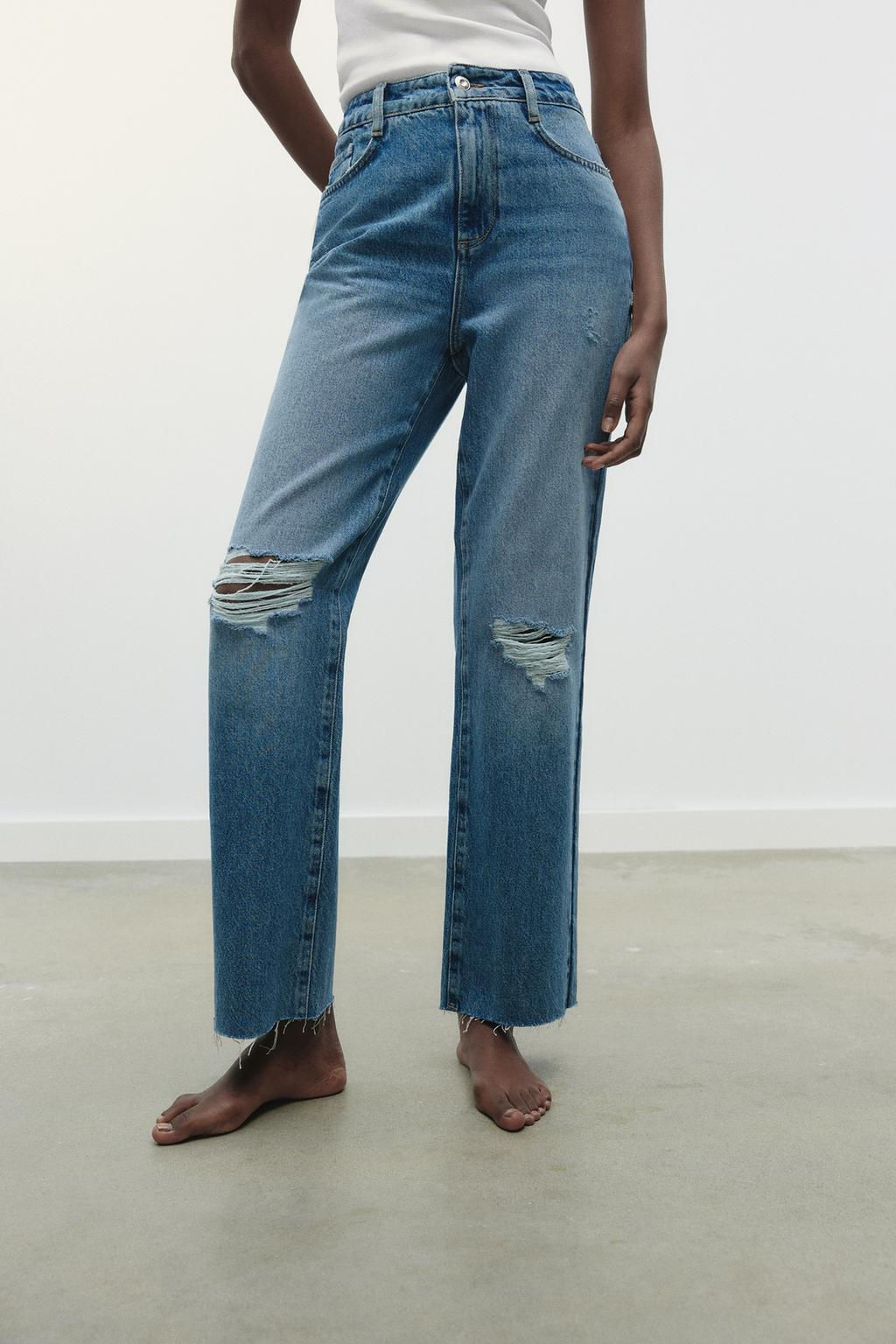 Z1975 STRAIGHT HIGH-WAIST RIPPED JEANS - Zara фото 9