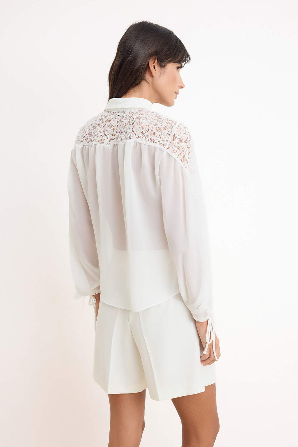 Beyaz Gupur Detayl? Sifon Transparan Dokuma Bluz TWOSS26BZ00213 - Trendyolmilla фото 4