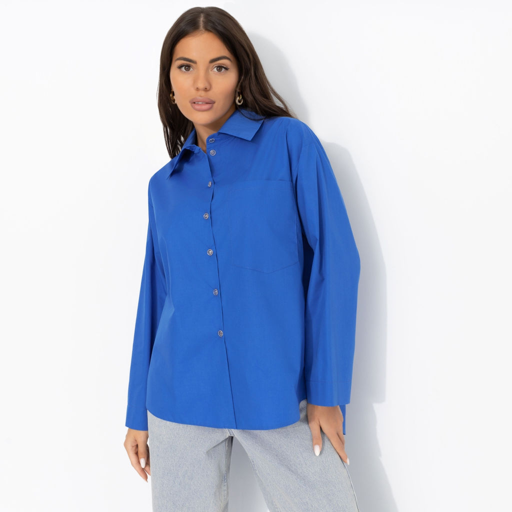 Рубашка с декоративной спинкой, Создала себя сама (синяя) - Charutti фото 2