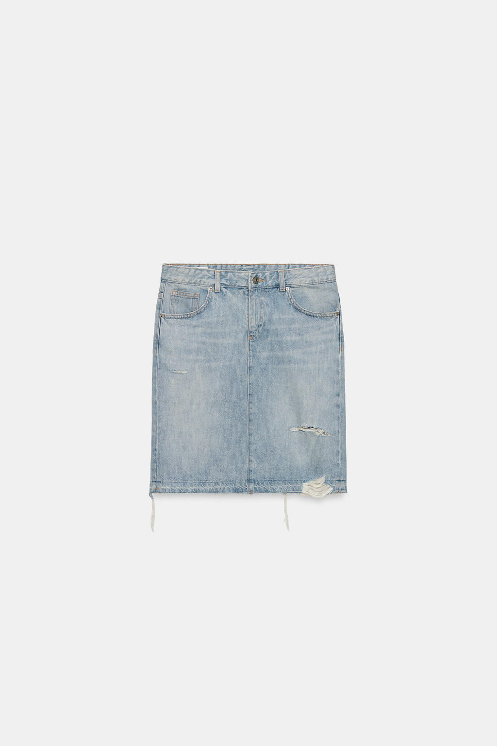 FALDA DENIM TRF ROTOS / Azul claro - Zara фото 7