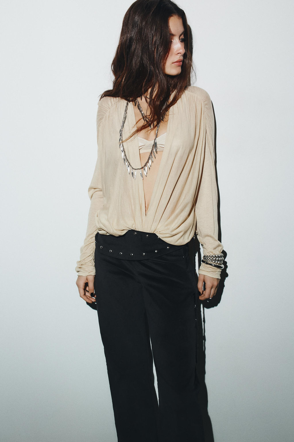 FLARE PAREO TROUSERS WITH STUDS