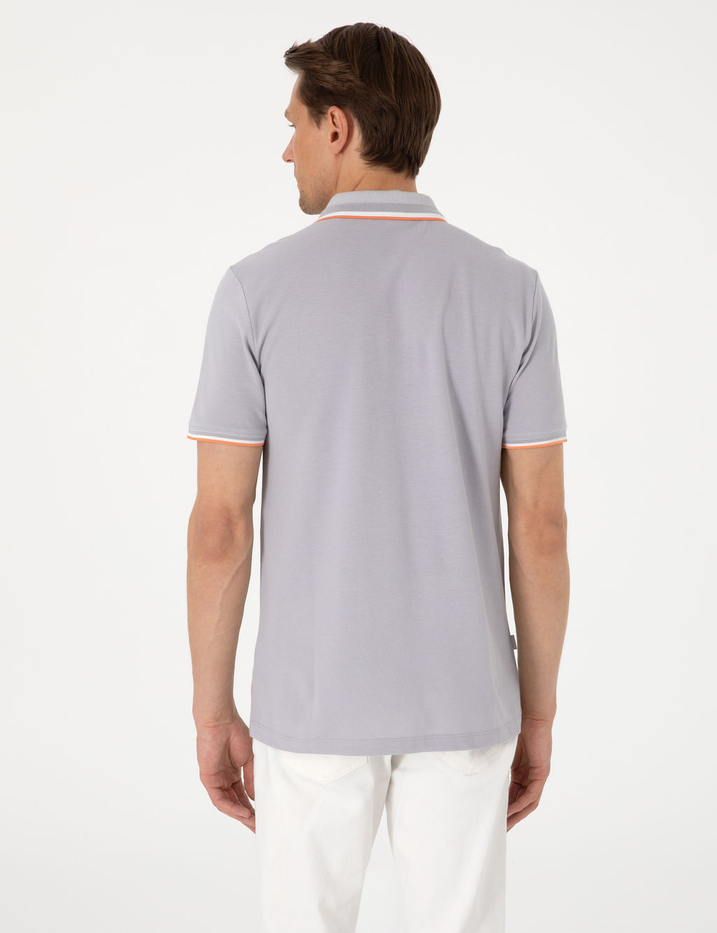 A__k Gri Slim Fit %100 Pamuk Polo Yaka Ti__rt