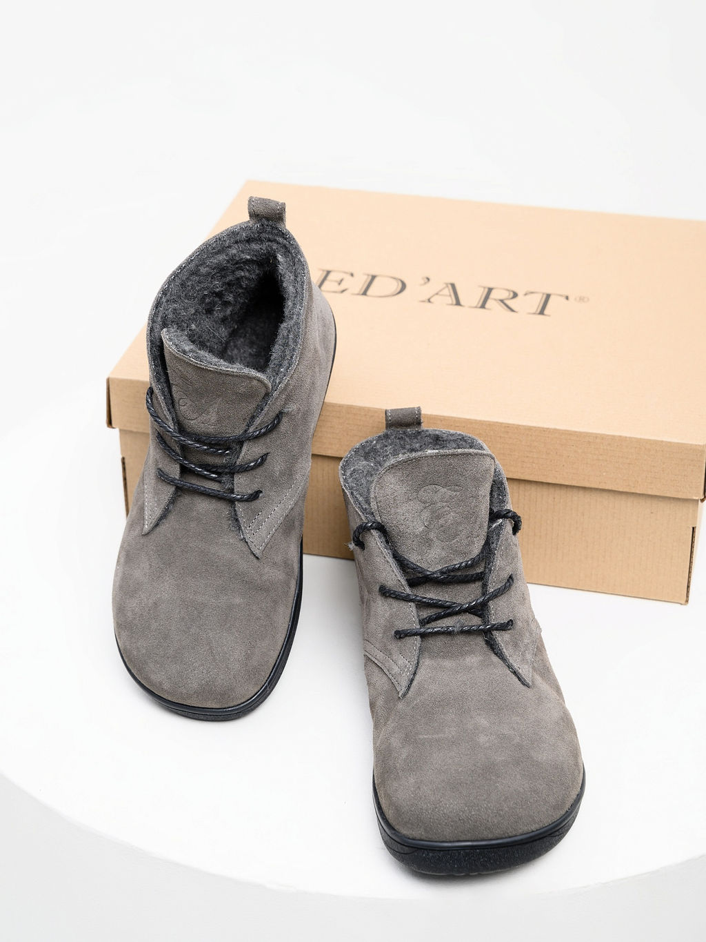 Босоногие ботинки 208.NATAbl.Серый замок замша/шерсть