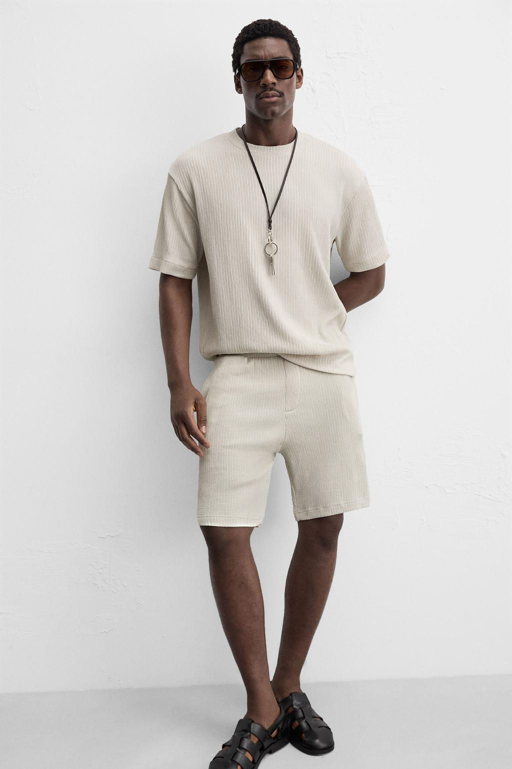 IRREGULAR TEXTURED BERMUDA SHORTS - Zara фото 5