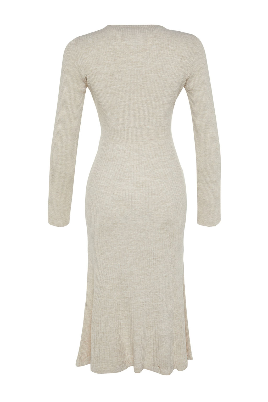 TRENDYOLMILLA Kahverengi Midi Triko Bisiklet Yaka Elbise TWOAW21EL0422 фото 32