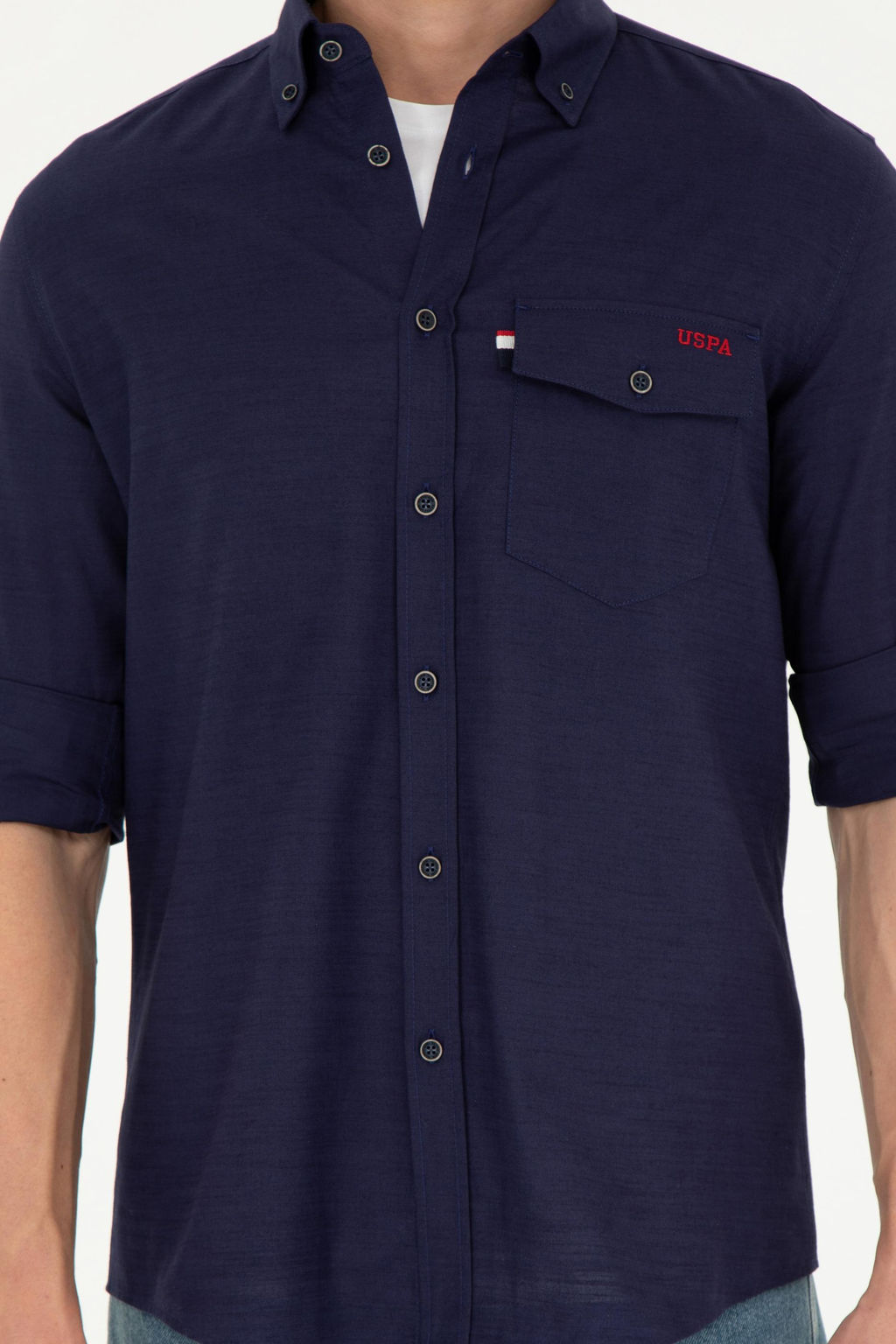 Мужская темно-синяя рубашка с длинным рукавом - U.s. polo assn фото 13