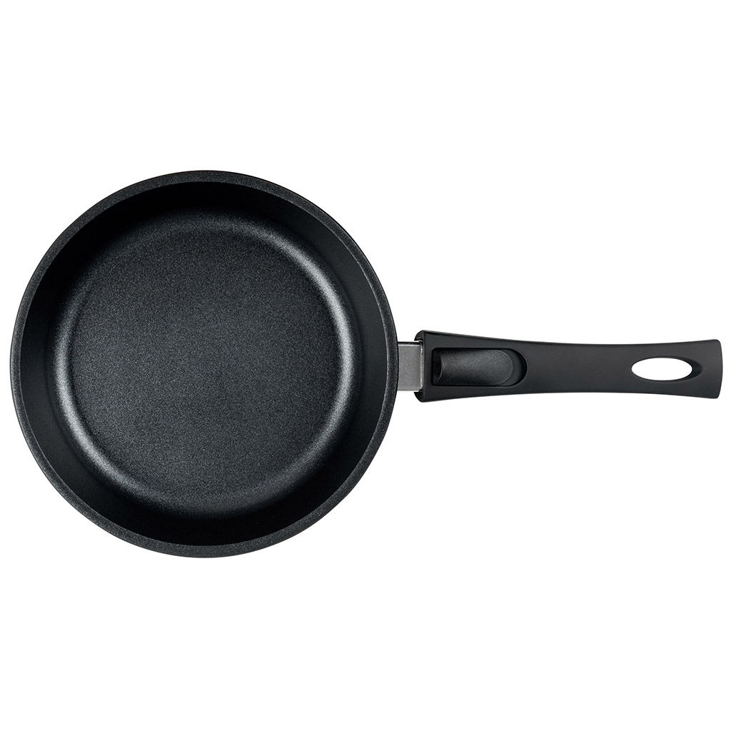 Сковорода с тефлоновым покрытием д22см Классик, h5,5см, s0,38см, съемная ручка из термостойкого пластика, стеклянная крышка с пароотводом, подарочная упаковка (Россия) - Домашняя мода фото 3