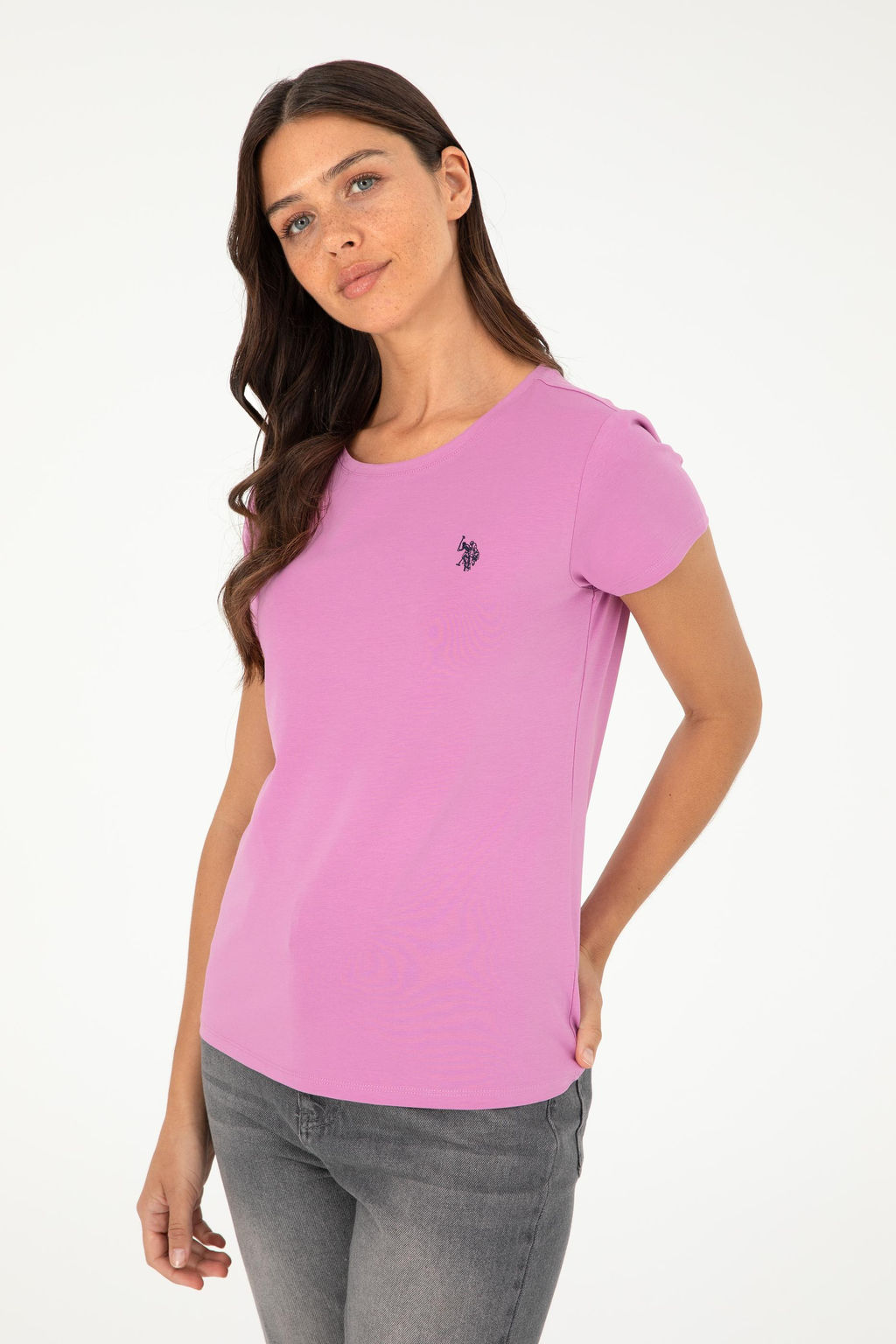 Женская фиолетовая базовая футболка - U.s. polo assn фото 3
