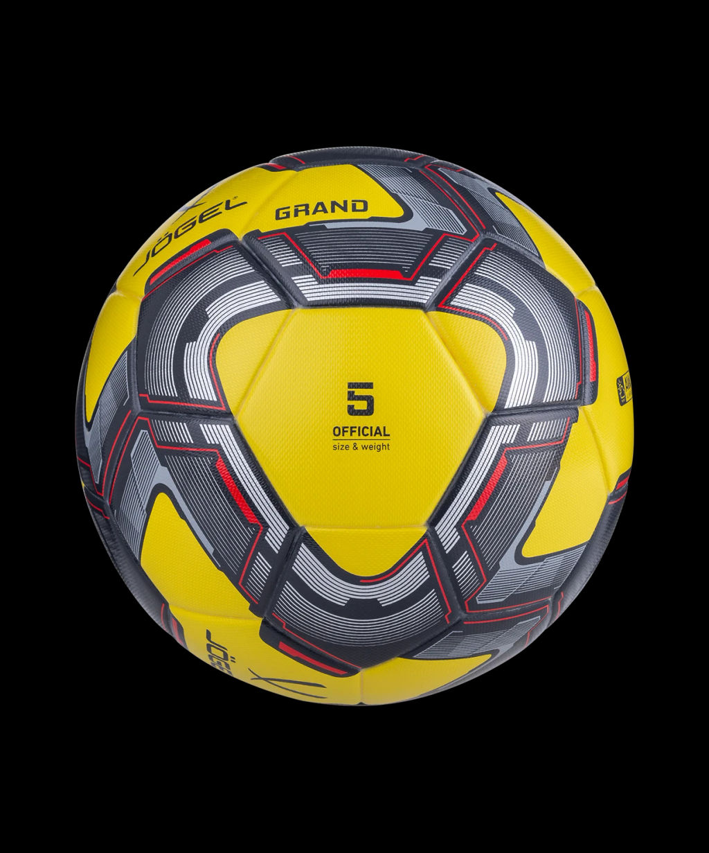 Мяч футбольный JOGEL Grand №5, желтый/серый/красный  фото 3