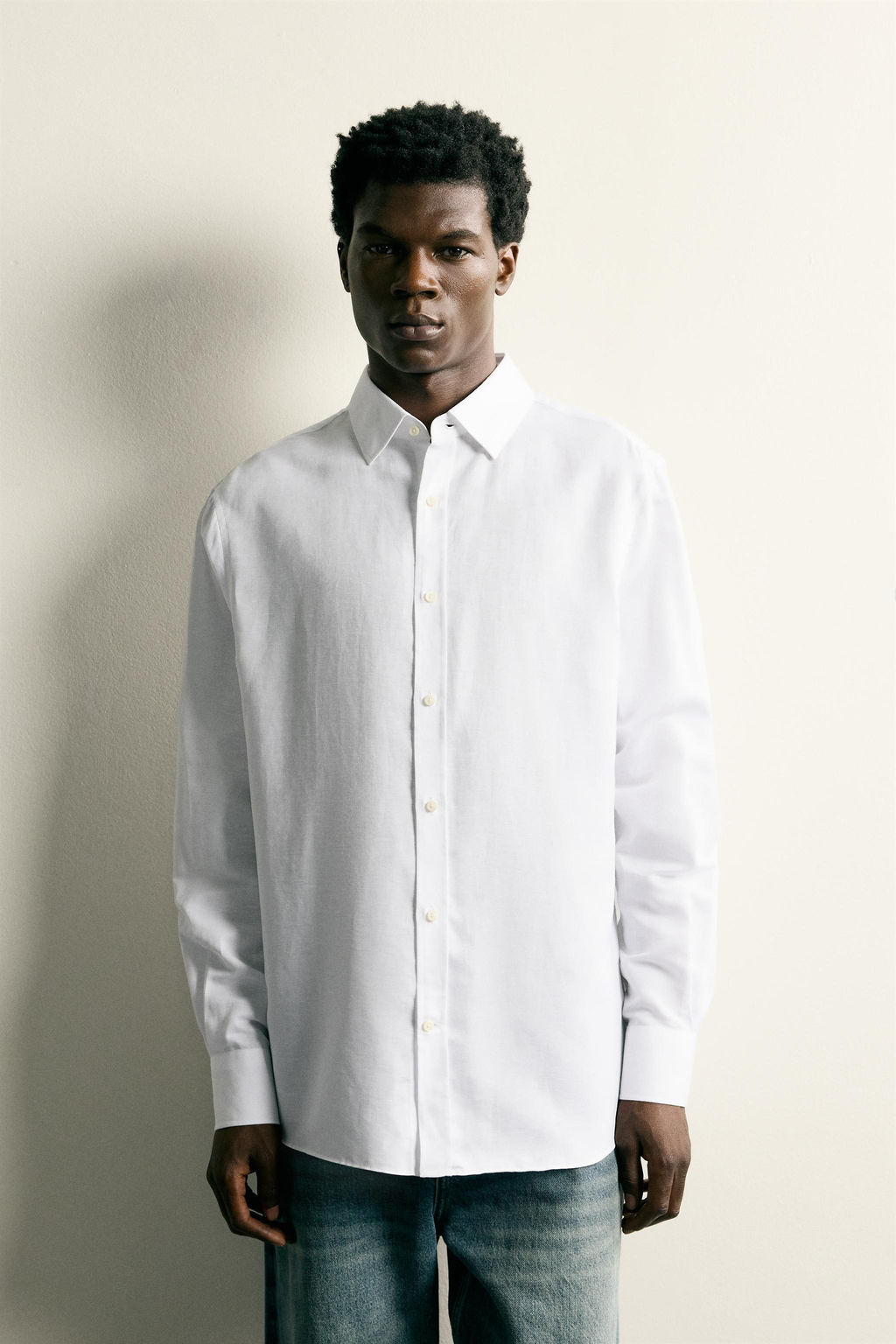 CAMISA REGULAR FIT ALGOD?N - LINO / Blanco - Zara фото 2