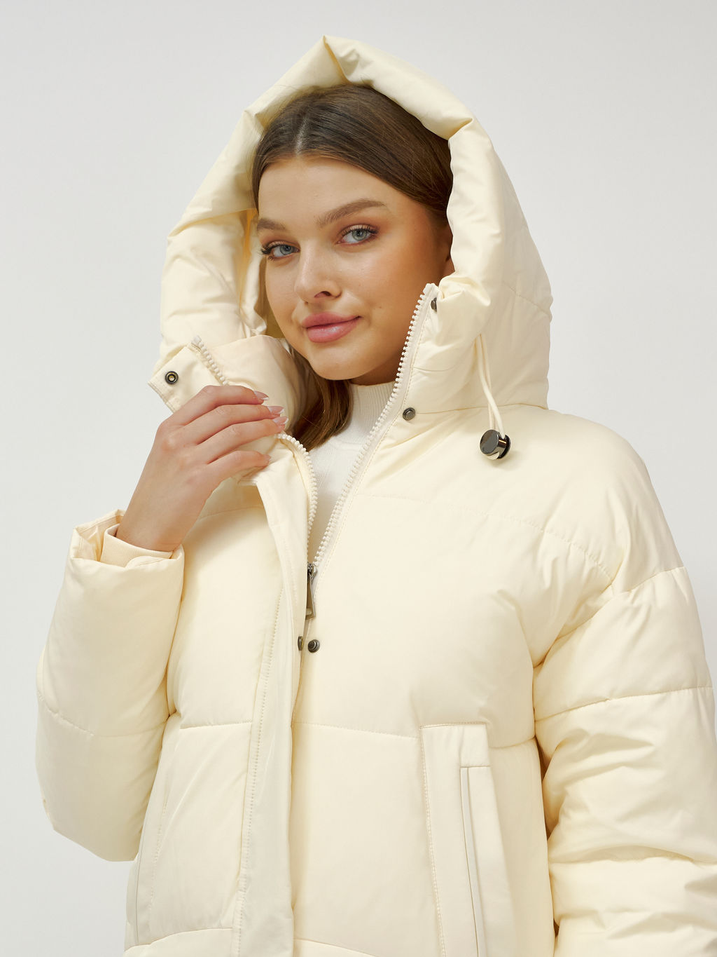 Куртка пальто зимняя синтепон светло-бежевого цвета - Mtforce фото 4