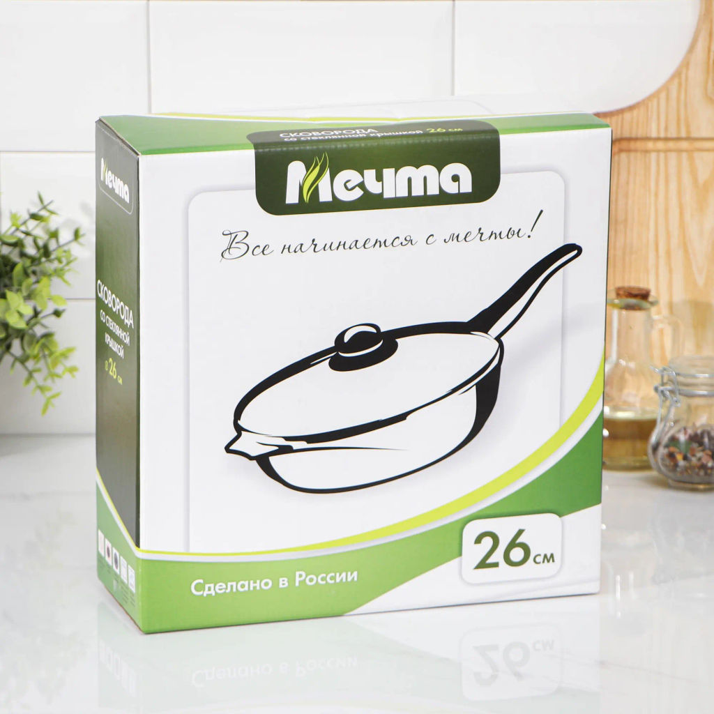 Сковорода 26см АП Гранит brown со съемной ручкой и стеклянной крышкой арт.С026806 - Мечта фото 9